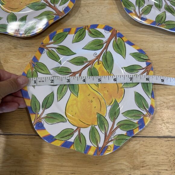 8 Trudeau Melamine Bowls & Plates With Fruit Dee Perry Design Scallop Rimmed EUC - Picture 4 of 12